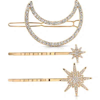 Ettika Celestial Dreamer Set Of 3 Hair Pins In Gold