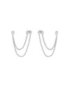 Ettika Double Piercing Chain Drop Earrings In Silver