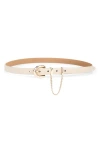 Ettika Chain Buckle Leather Belt In Neutral
