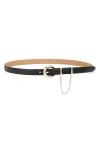 Ettika Chain Buckle Leather Belt In Black