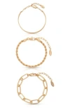 Ettika Chained Up 3-pack Assorted Bracelets In Gold