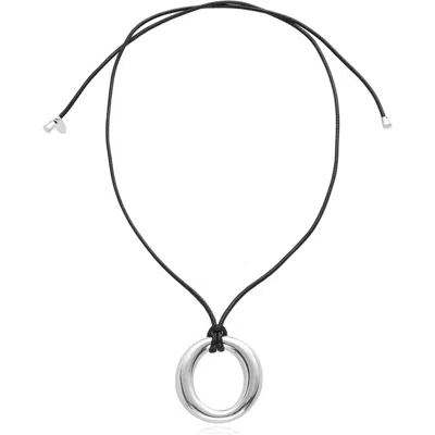 Ettika Circle Pendant Cord Necklace In Black