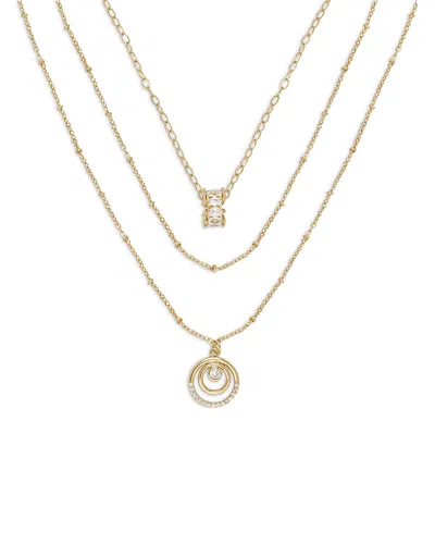 Ettika Circles Of Crystal Dainty Layered 18k Gold Plated Necklace Set