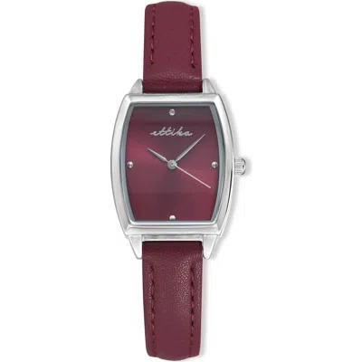 Ettika Classic Leather Strap Watch In Burgundy