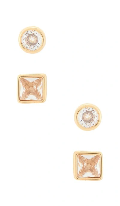 Ettika Classic Pairs Crystal Stud Set In Gold