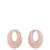 Ettika Classic Pearl Cluster 18k Gold Plated Stud Earrings In Pink