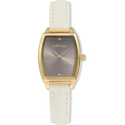 Ettika Classic Quartz Leather Strap Watch, 25mm X 37mm In White