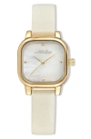 Ettika Classic Square Mother-of-pearl Leather Strap Watch In Neutral