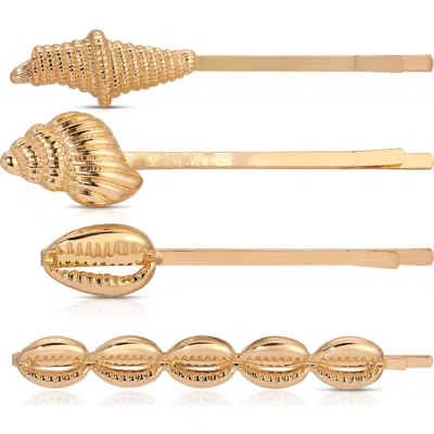 Ettika Coastal Days Set Of 4 Hair Pins In Gold