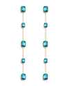 Ettika Baguette Crystal Linear Drop Earrings In Blue/gold