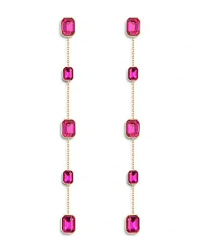 ETTIKA COLOR CRYSTAL LINEAR DROP EARRINGS IN 18K GOLD PLATED