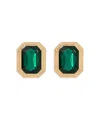 Ettika Emerald Deco Stud Earrings In Gold/green