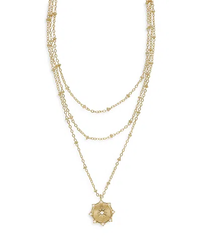 Ettika Compass Keepsake Layered 18k Gold Plated Necklace, 14-17