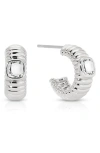 Ettika Contemporary Textured Small Hoop Earrings In Silver