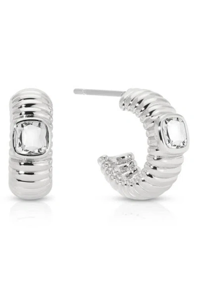 Ettika Contemporary Textured Small Hoop Earrings In Silver
