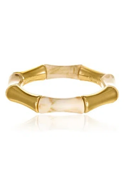 Ettika Cream Bamboo Textured Bangle Bracelet In White