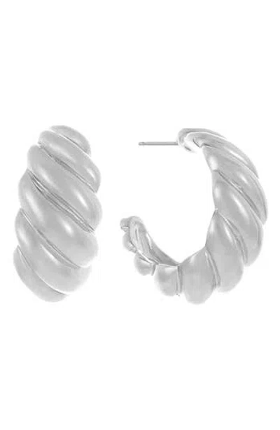Ettika Croissant Hoop Earrings In Silver