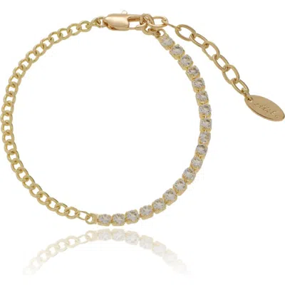 Ettika Crystal & Curb Chain Bracelet In Gold