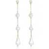 Ettika Crystal & Faux Pearl Linear Drop Earrings