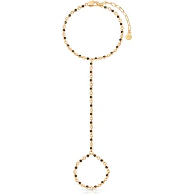 Ettika Crystal Bezel Hand Chain In Brown