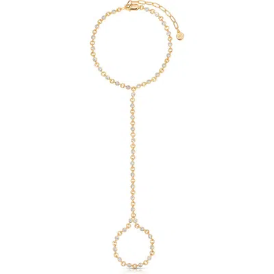 Ettika Crystal Bezel Hand Chain In Gold