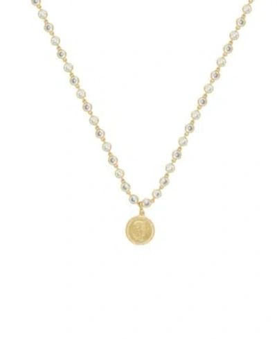 Ettika Crystal Chain Coin Necklace In Gold Plated