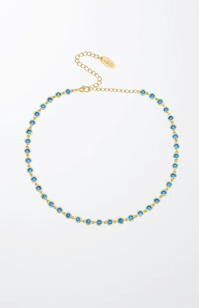 Ettika Crystal Disc Necklace In Blue
