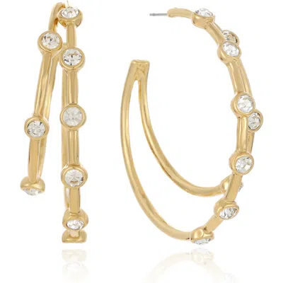 Ettika Crystal Dotted Double Hoop Earrings