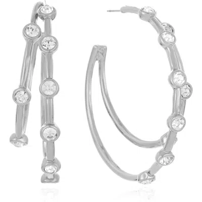 Ettika Crystal Dotted Double Hoop Earrings