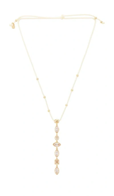 Ettika Crystal Drop Cord Necklace In Cream & Gold