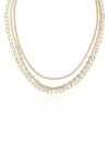 Ettika Crystal Layered Chain Necklace In Gold