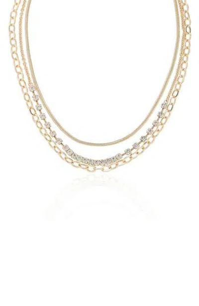 Ettika Crystal Layered Chain Necklace In Gold