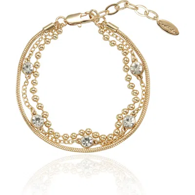 Ettika Crystal Mixed Chain Layered Bracelet In Gold