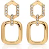 Ettika Crystal Open Rectangle Hoop Earrings