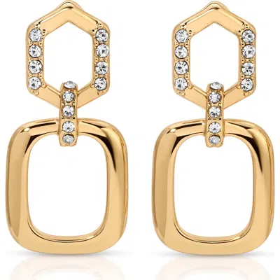 Ettika Crystal Open Rectangle Hoop Earrings