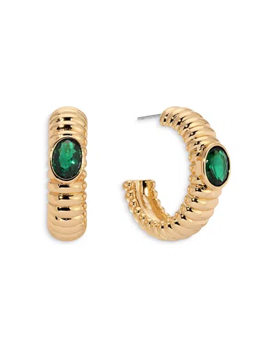 Ettika Crystal Ribbed Large Hoop Earrings In Gold