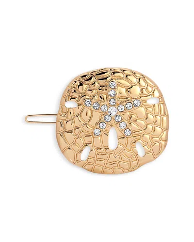 Ettika Crystal Sand Dollar Hair Barrette In Gold