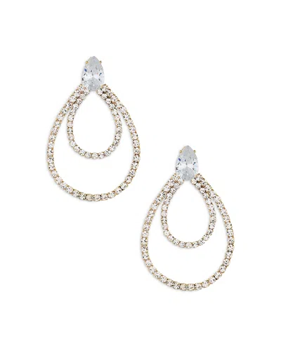 Ettika Layered Crystal Frontal Hoop Earrings In Gold