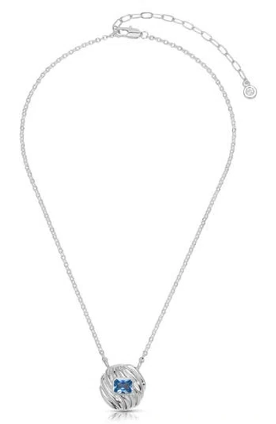 Ettika Crystal Shell Pendant Necklace In Blue