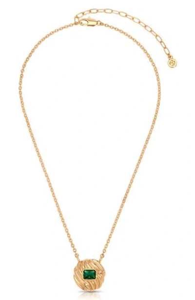 Ettika Crystal Shell Pendant Necklace In Green