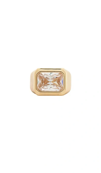 Ettika Crystal Signet Ring In Metallic Gold