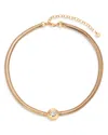 Ettika Cubic Zirconia Disc Herringbone Necklace In Gold