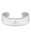 Ettika Crystal Solitaire Ribbed Cuff Bracelet In White