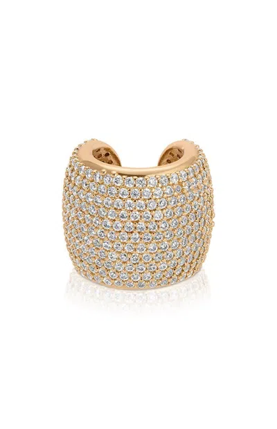 Ettika Plated Crystal Statement Chunky Cuff Earrings In Gold