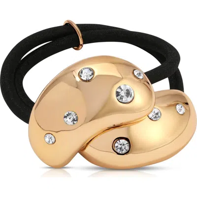 Ettika Crystal Studded Double Nugget Hair Tie In Black