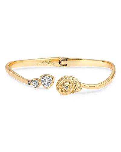 ETTIKA CRYSTAL SWIRLED SHELL CUFF BRACELET IN 18K GOLD PLATED