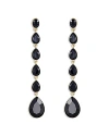 ETTIKA CRYSTALLIZED JET CRYSTAL LINEAR DROP EARRINGS