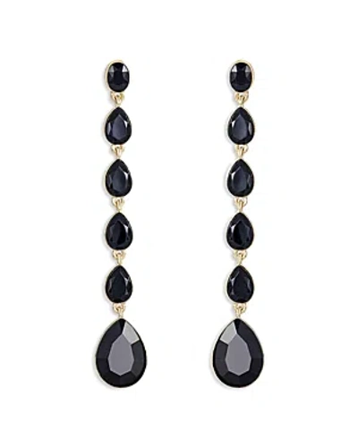 ETTIKA CRYSTALLIZED JET CRYSTAL LINEAR DROP EARRINGS