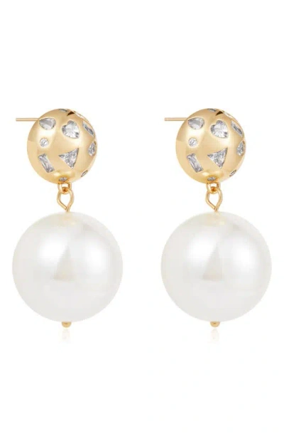 Ettika Cubic Zirconia & Cultured Freshwater Pearl Drop Earrings In Gold
