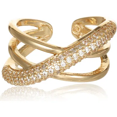 Ettika Cubic Zirconia Crossover Ring In Gold